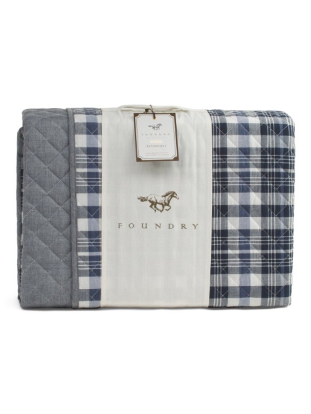 FOUNDRY Blue & White Cotton Reversible Quilt - Picture 3 of 4